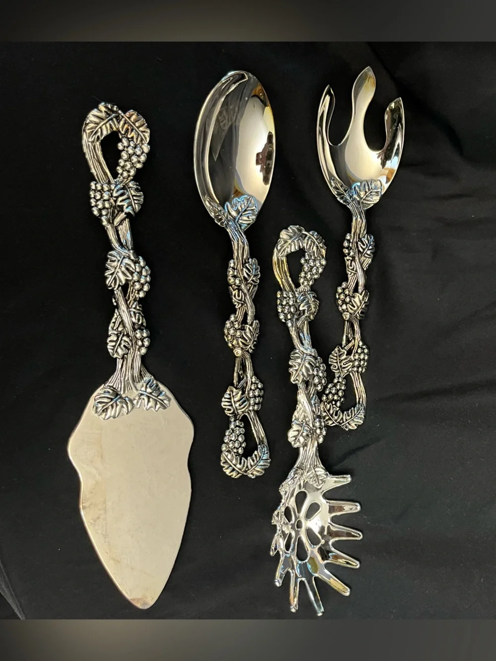 VTG Godinger Silver Art Grape Hostess Serving Set 4PC Salad Pasta Pie Server
